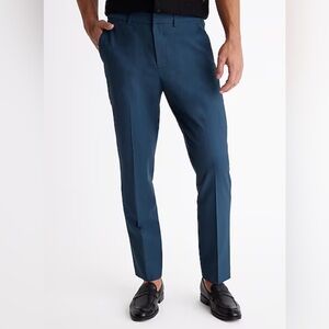 Slim Deep Teal Modern Tech Hybrid Elastic Waist Suit Pant